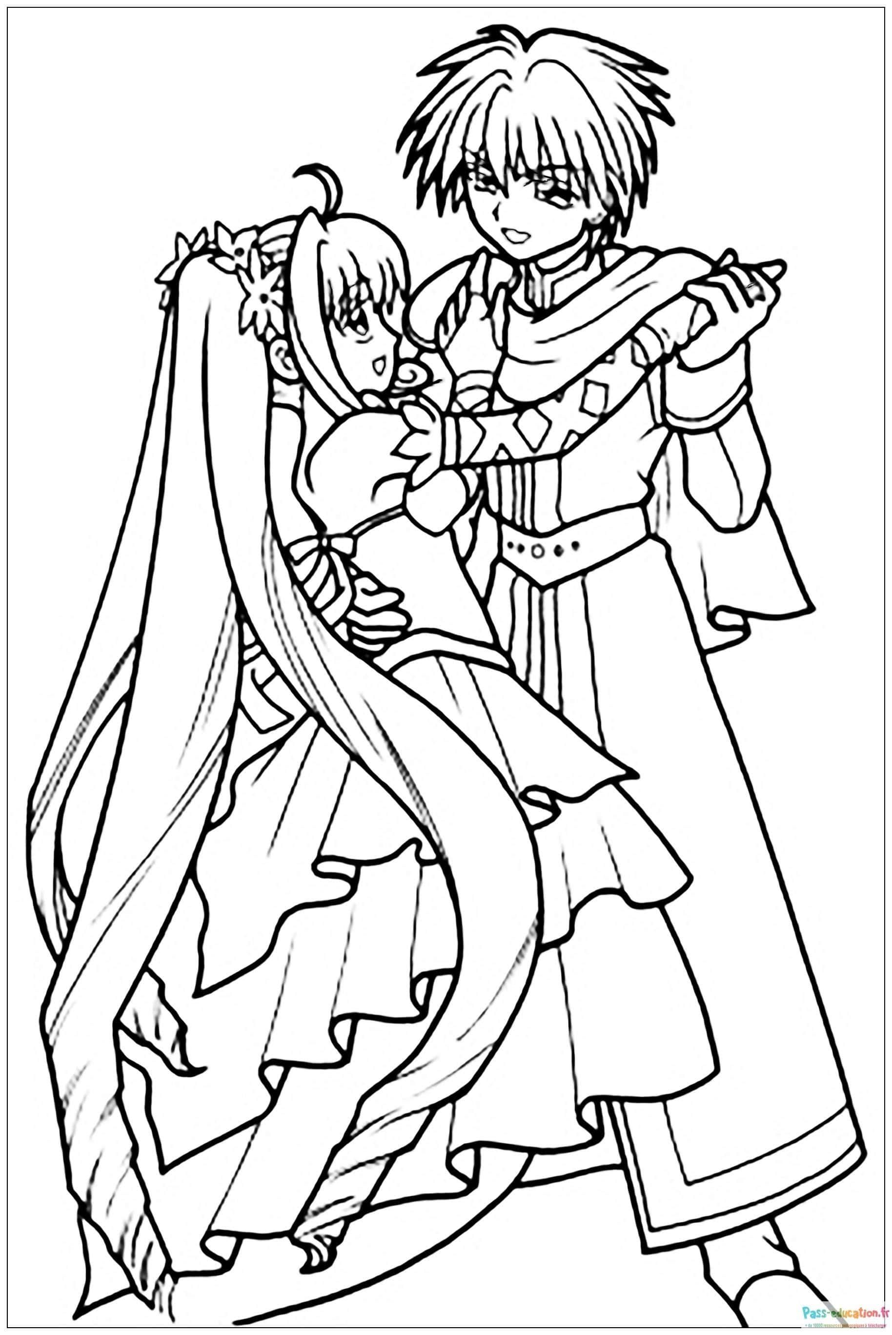 Coloriage Duo manga élégant à imprimer et colorier