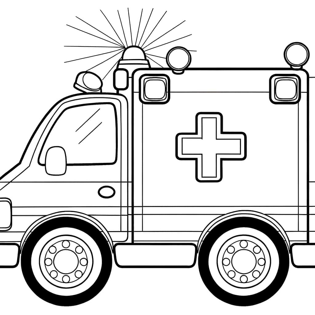 Coloriage Ambulance à imprimer et colorier