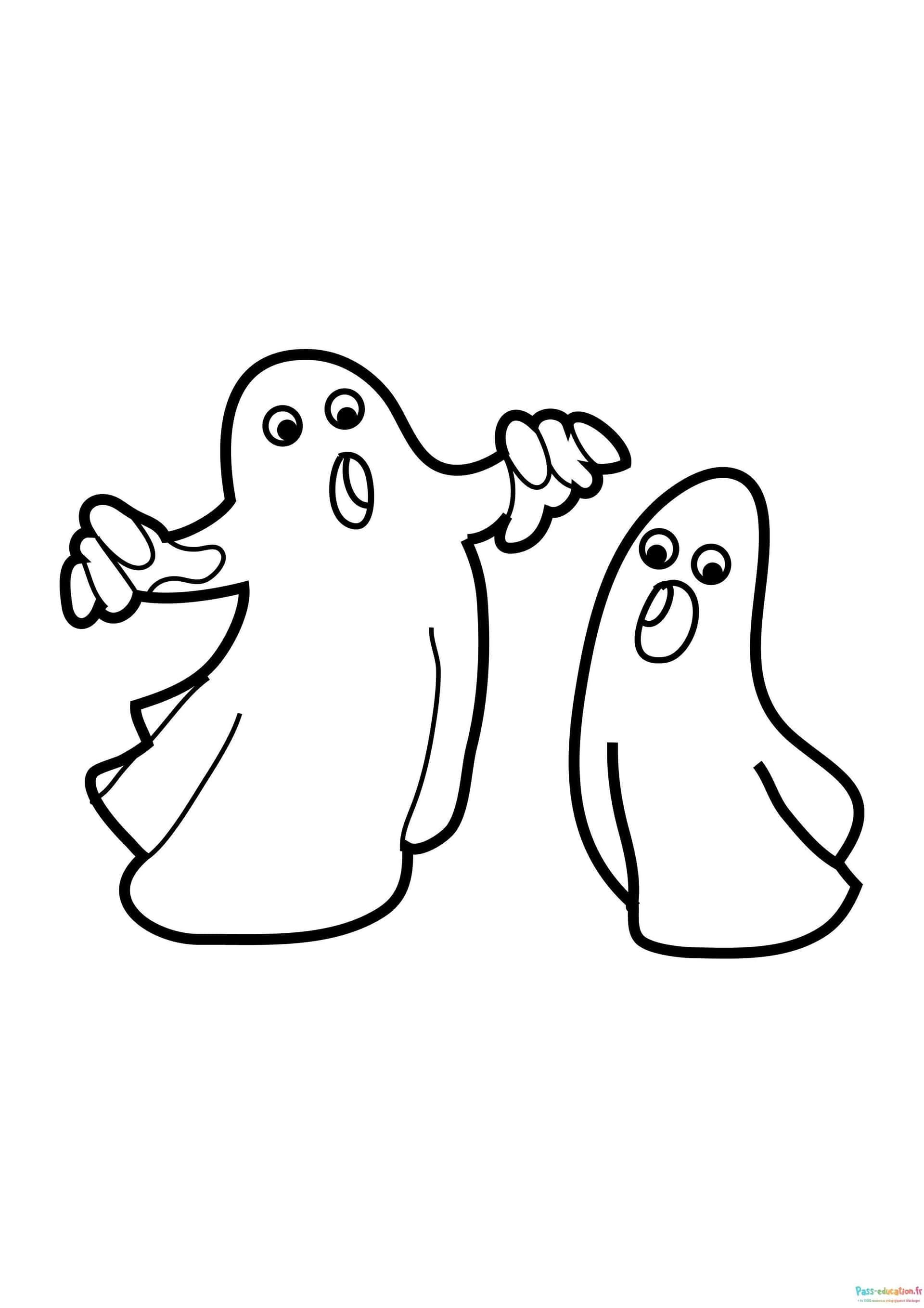 Coloriage Duo de fantômes à imprimer et colorier