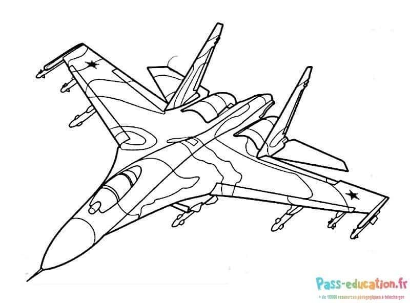 Coloriage Avion de chasse à imprimer et colorier