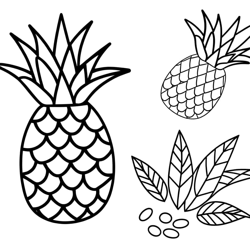 Coloriage Ananas stylisés à imprimer et colorier