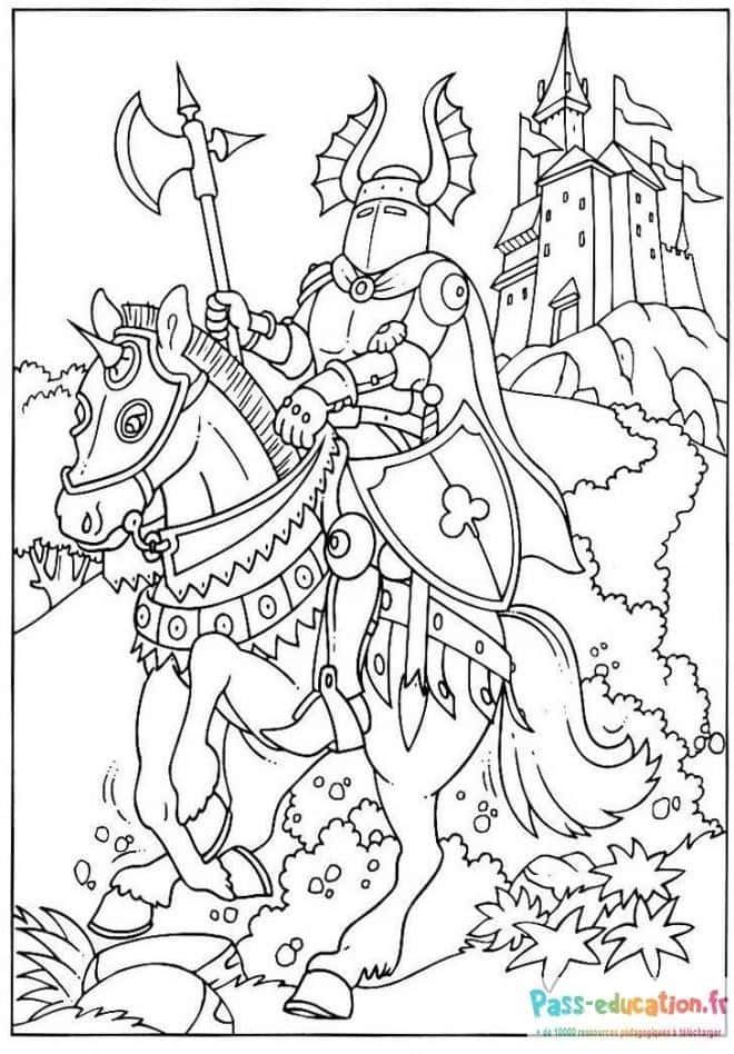 Coloriage Chevalier au combat à imprimer et colorier