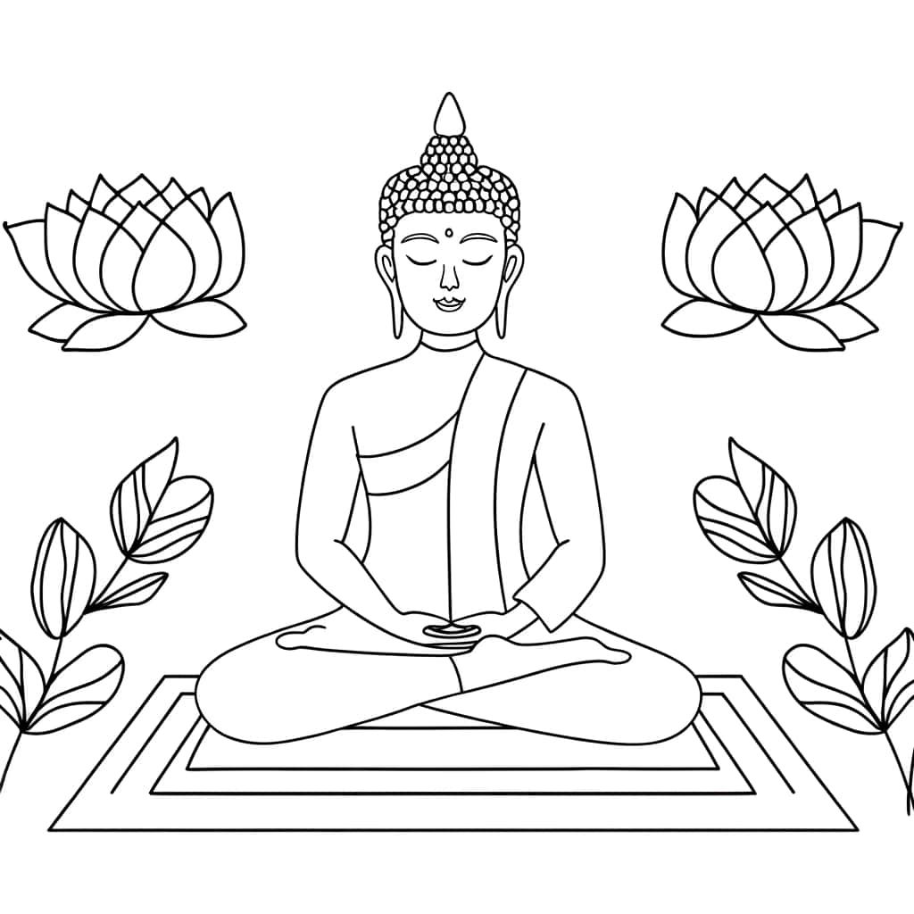 Coloriage Méditation paisible à imprimer et colorier
