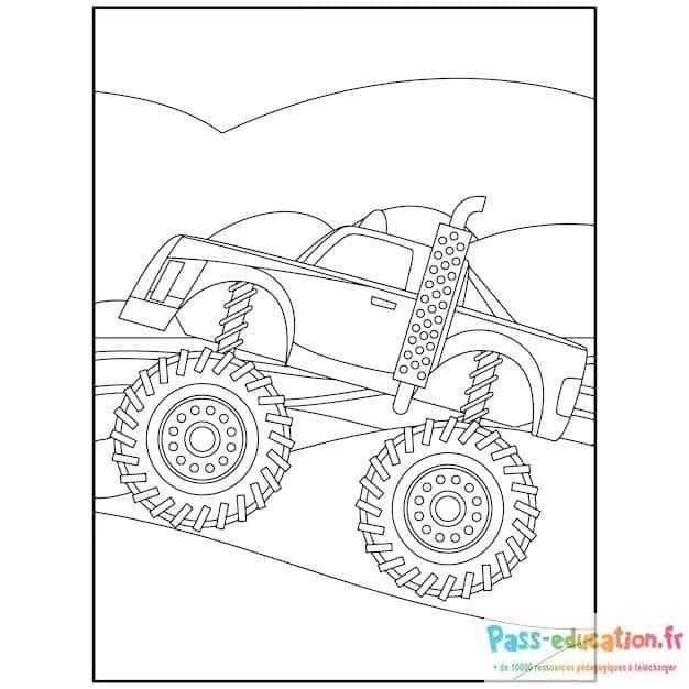 Coloriage Camion monstre à imprimer et colorier