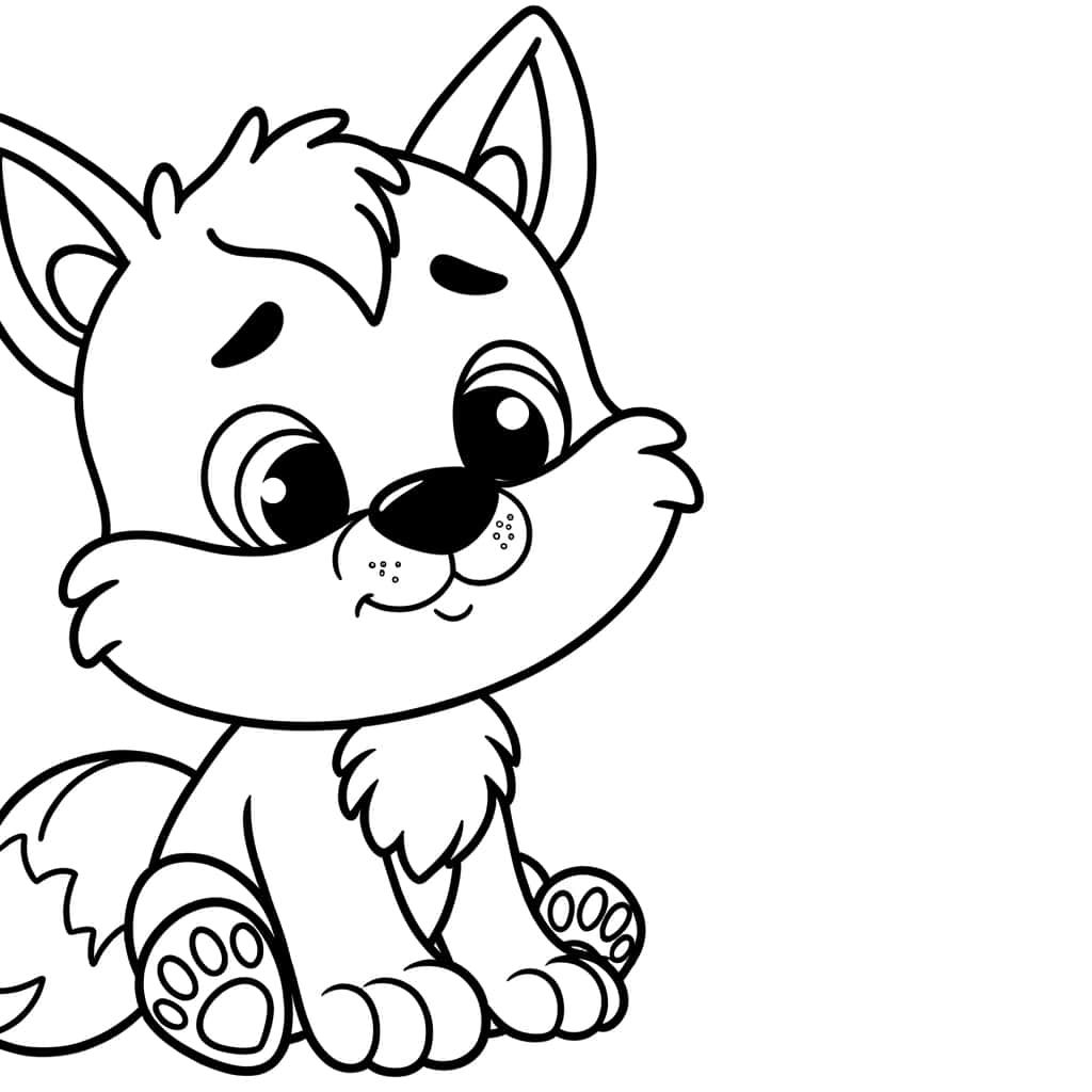 Coloriage Bébé loup à imprimer et colorier