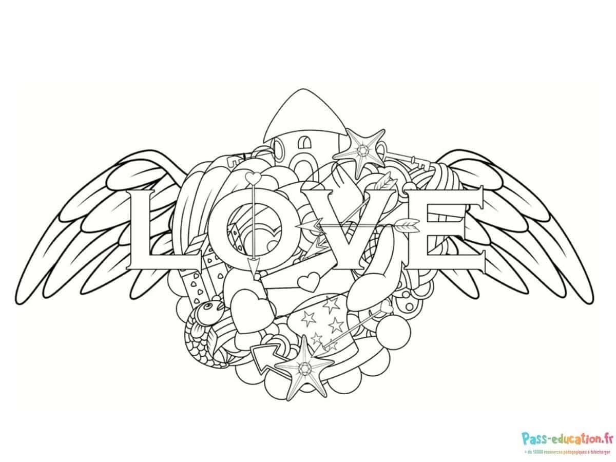 Coloriage Amour Ailé à imprimer et colorier