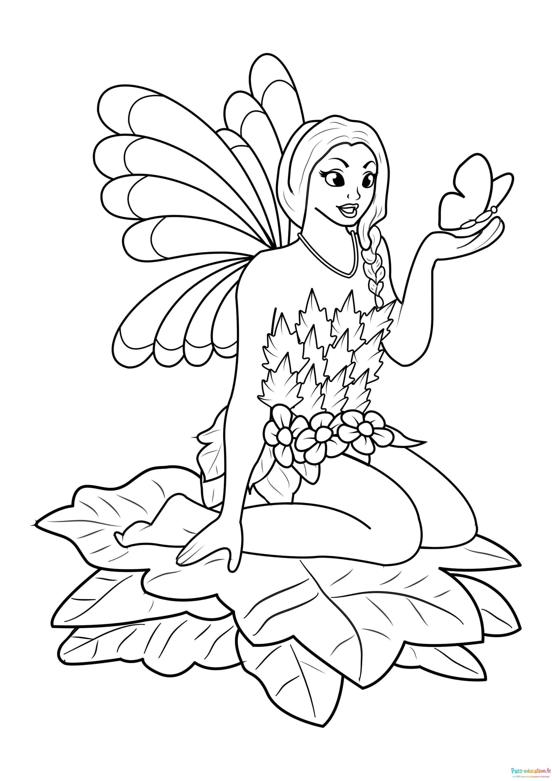 Coloriage Fée paisible à imprimer et colorier