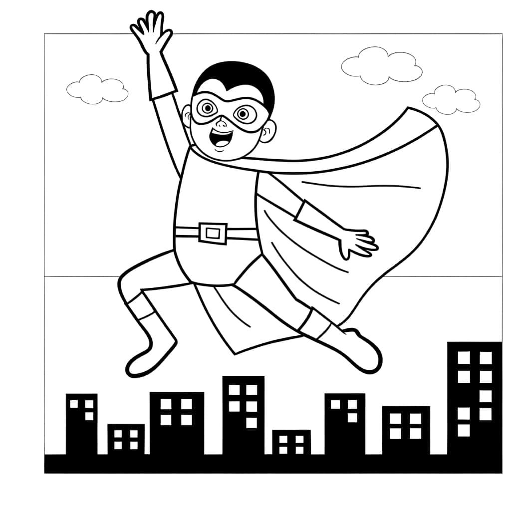 Coloriage Super-héros volant à imprimer et colorier
