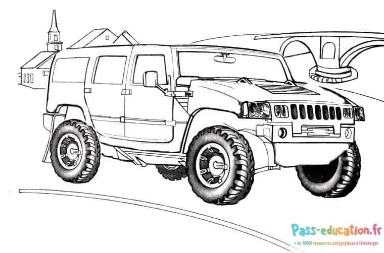 Coloriage 4x4 Hummer à imprimer et colorier