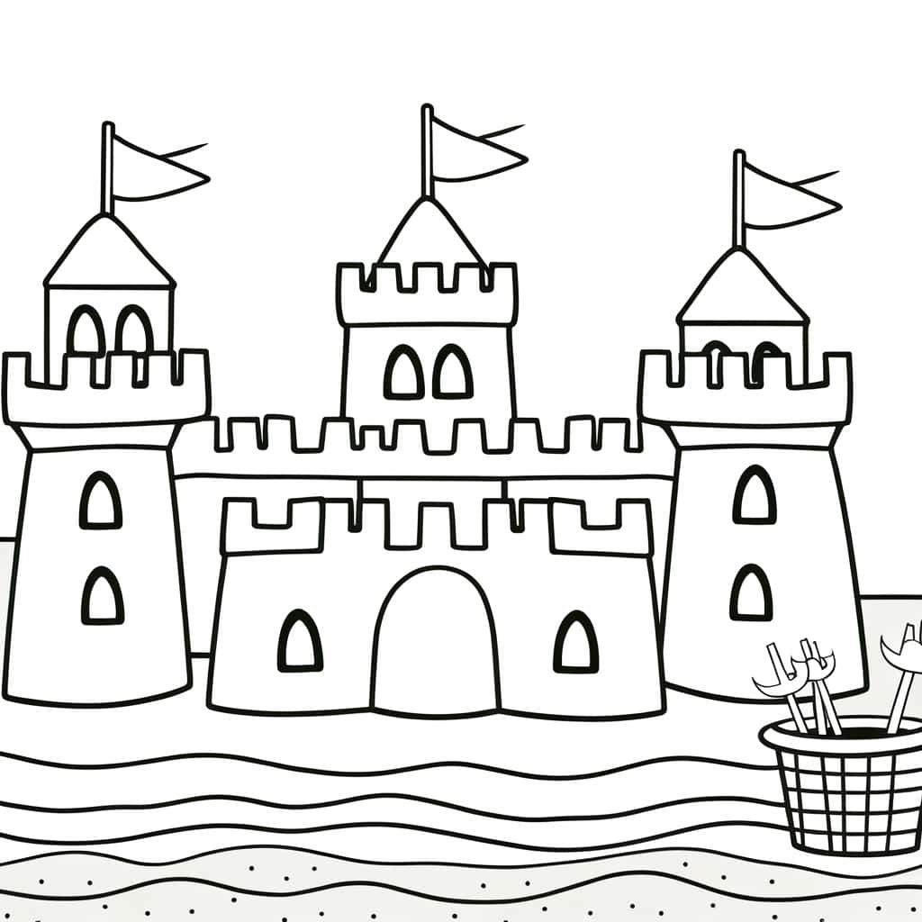 Coloriage Château de sable à imprimer et colorier