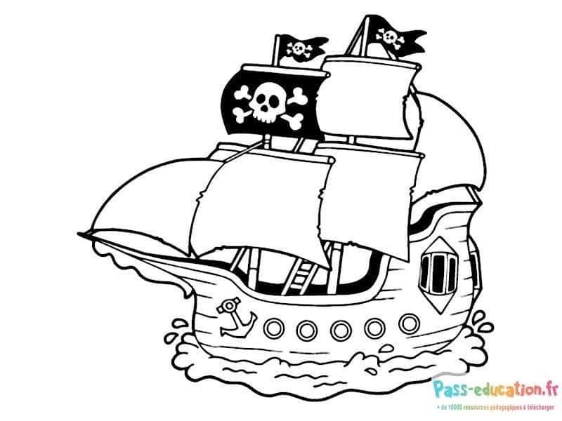 Coloriage Bateau pirate à imprimer et colorier