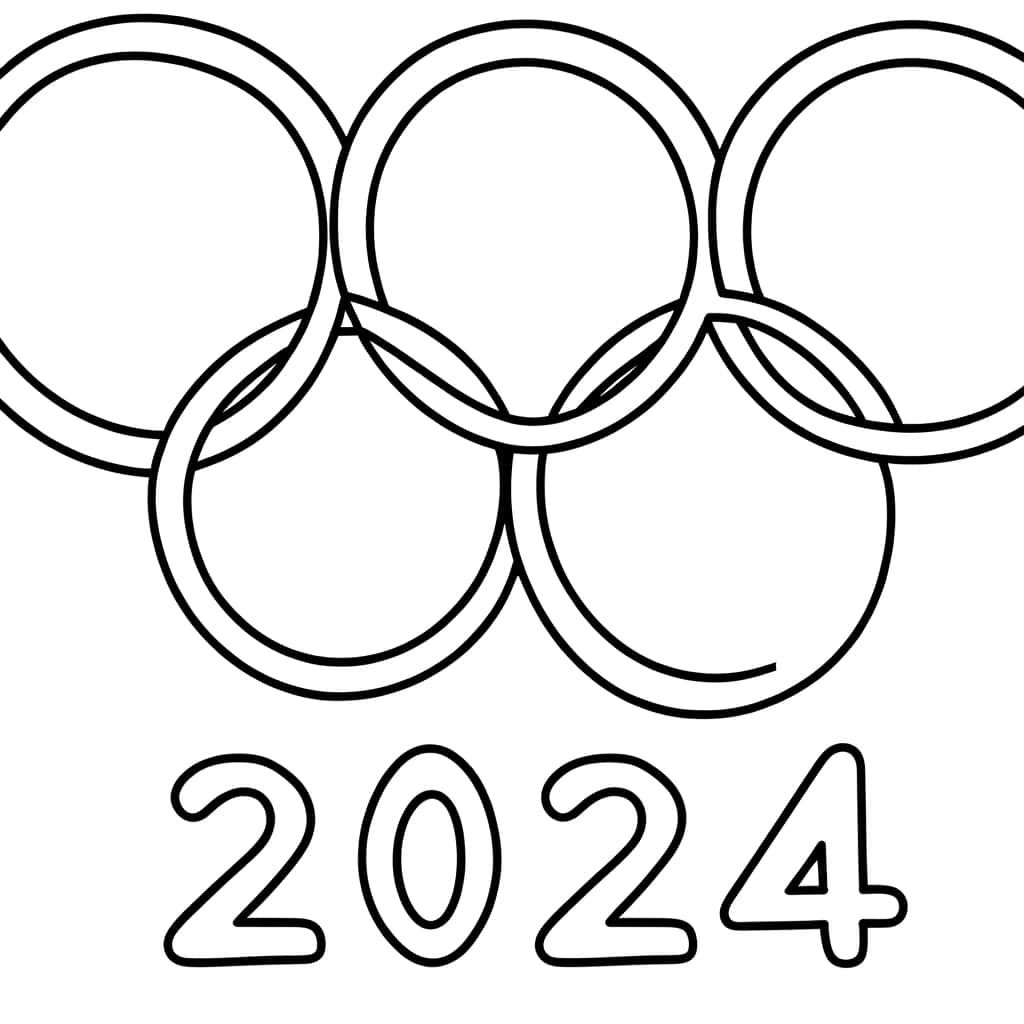 Coloriage Anneaux Olympiques 2024 à imprimer et colorier