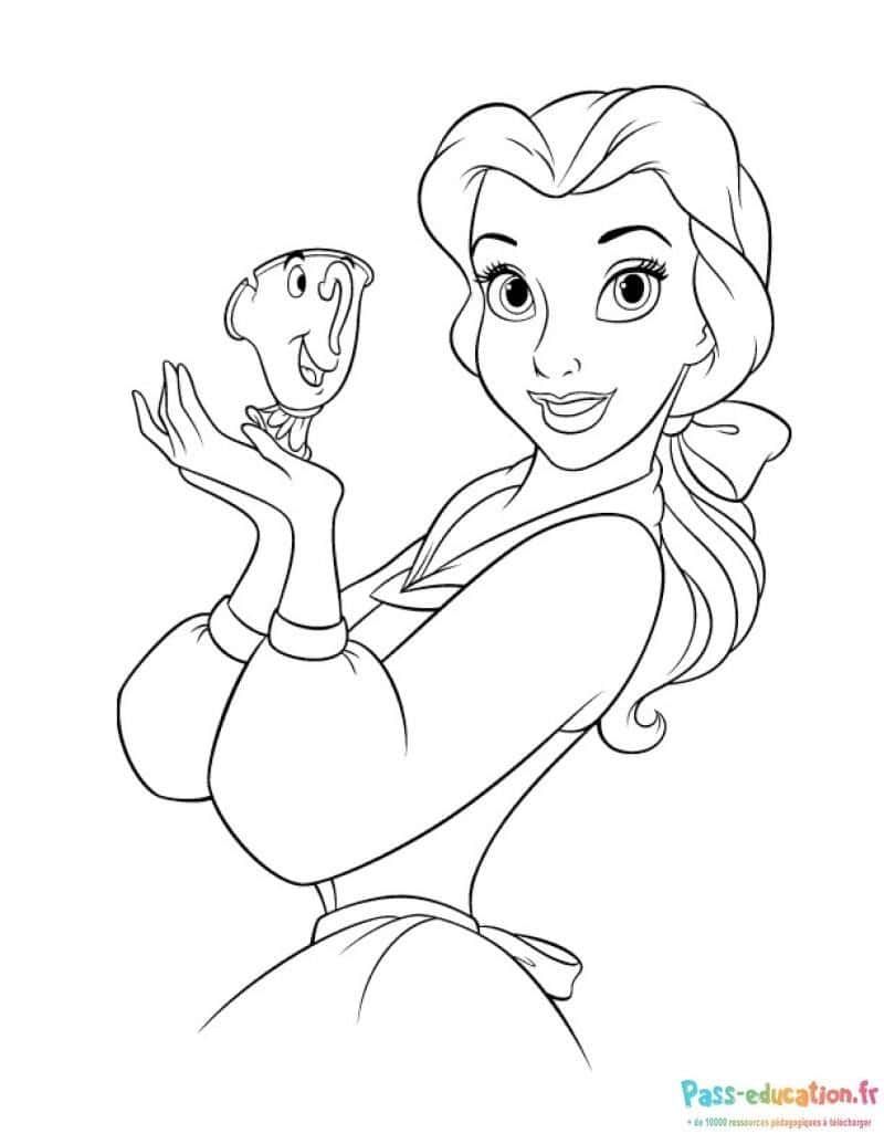 Coloriage Belle et Lumière à imprimer et colorier