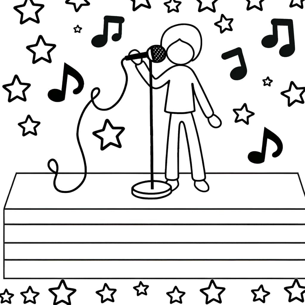 Coloriage Chanteur sur scène à imprimer et colorier