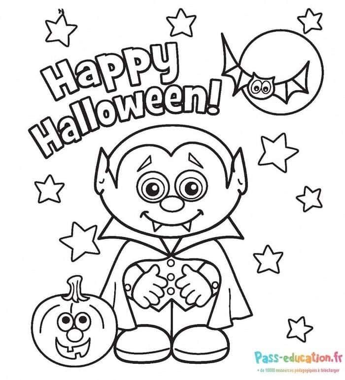 Coloriage Halloween joyeux à imprimer et colorier