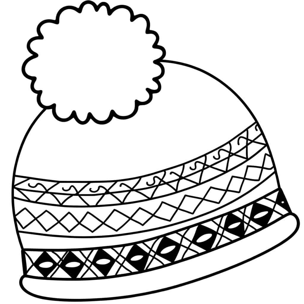 Coloriage Bonnet à pompon à imprimer et colorier