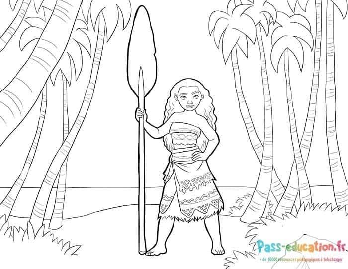 Coloriage Jeune exploratrice polynésienne à imprimer et colorier