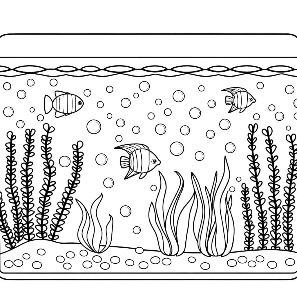 Coloriage Aquarium tropical à imprimer et colorier