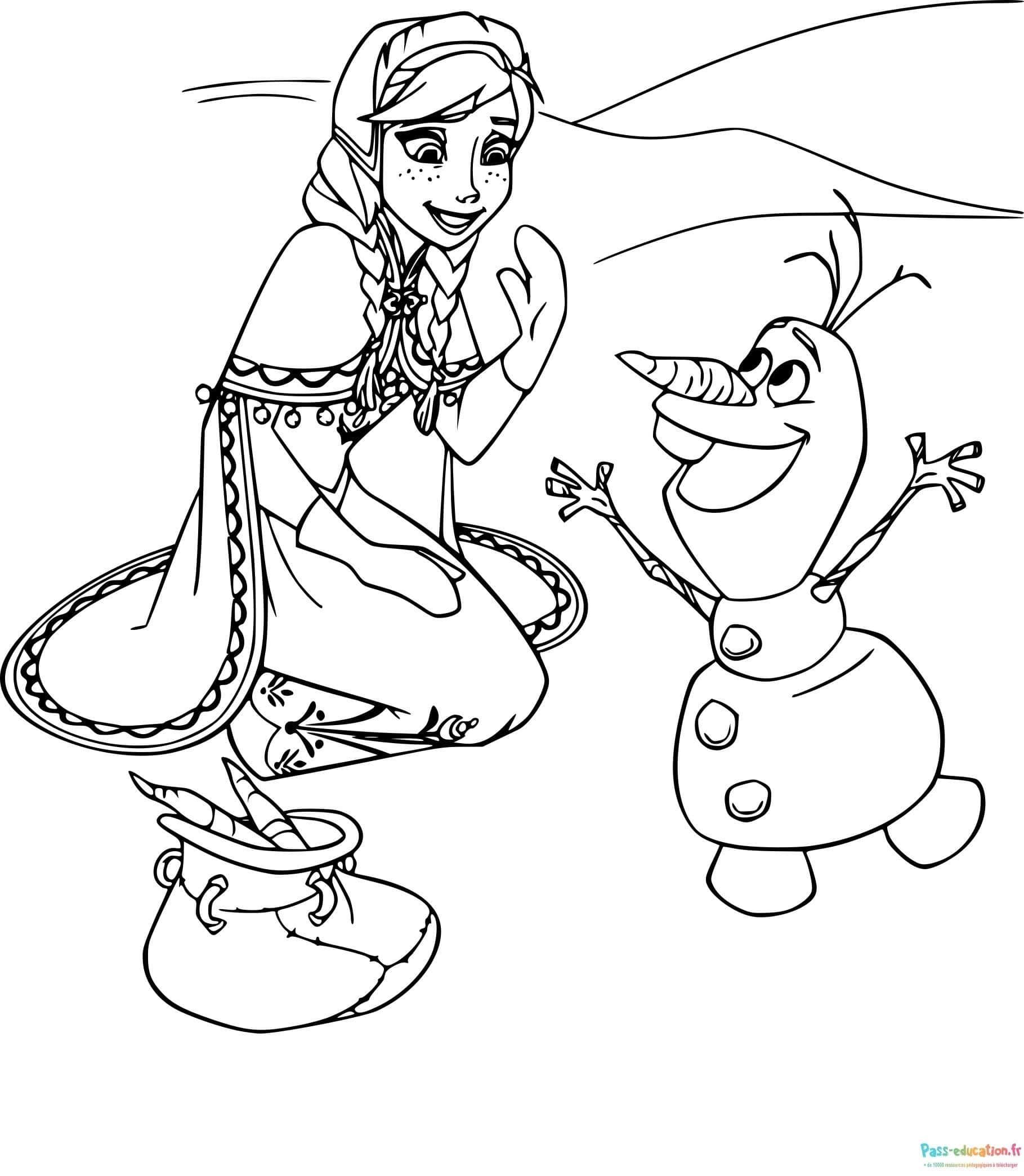 Coloriage Anna et Olaf à imprimer et colorier
