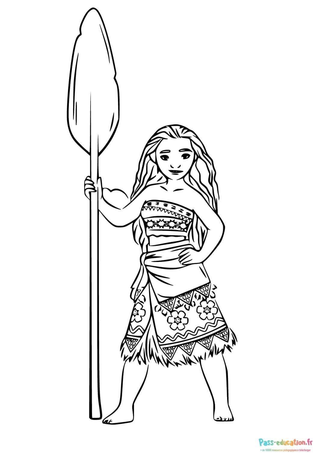 Coloriage Jeune aventurière polynésienne à imprimer et colorier