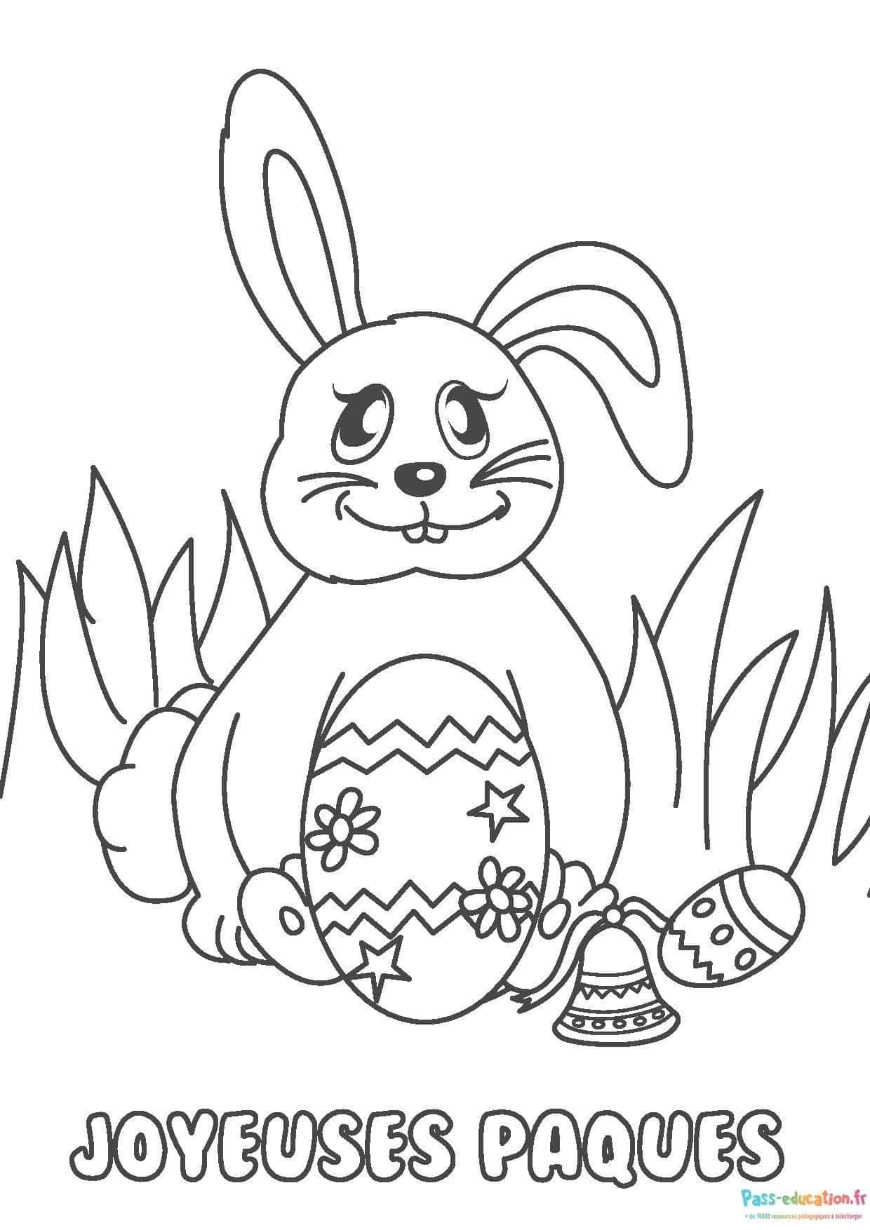 Coloriage Joyeuses Pâques à imprimer et colorier