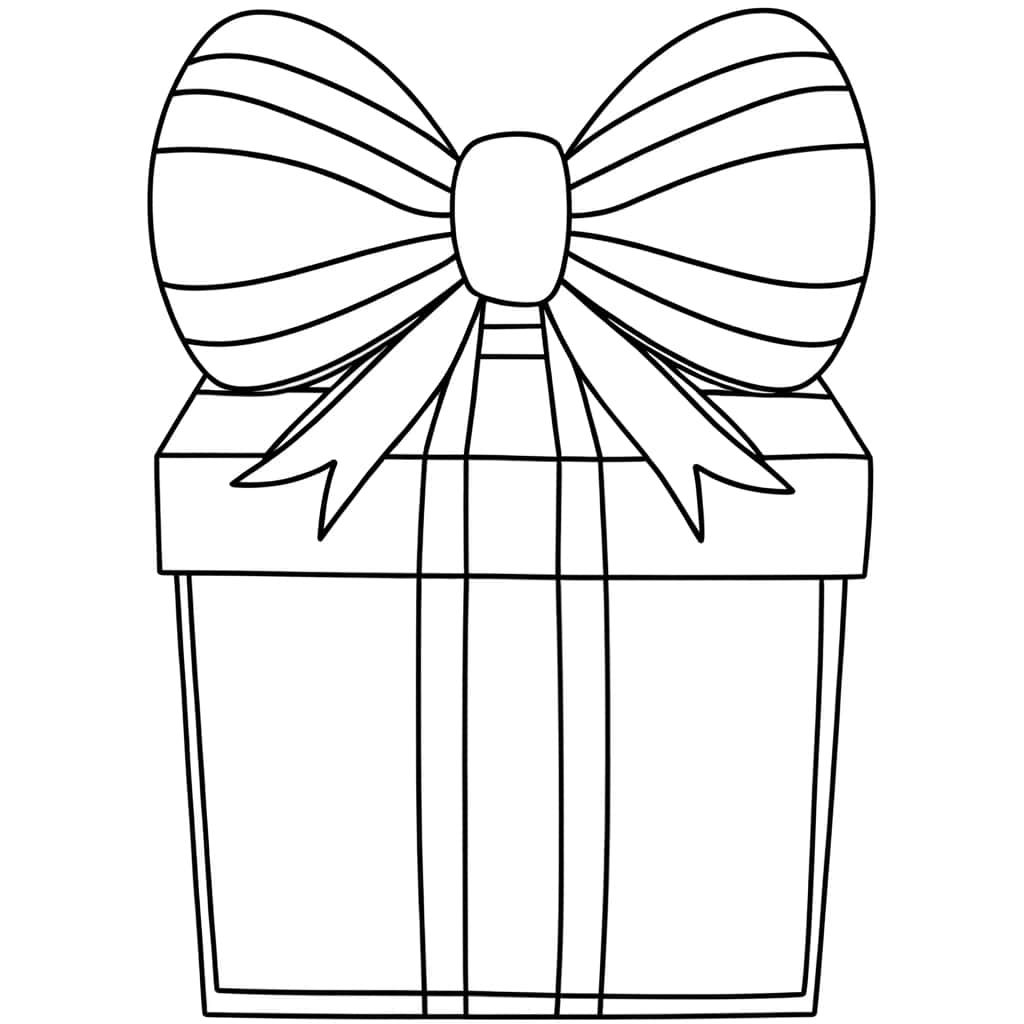 Coloriage Cadeau avec nœud à imprimer et colorier