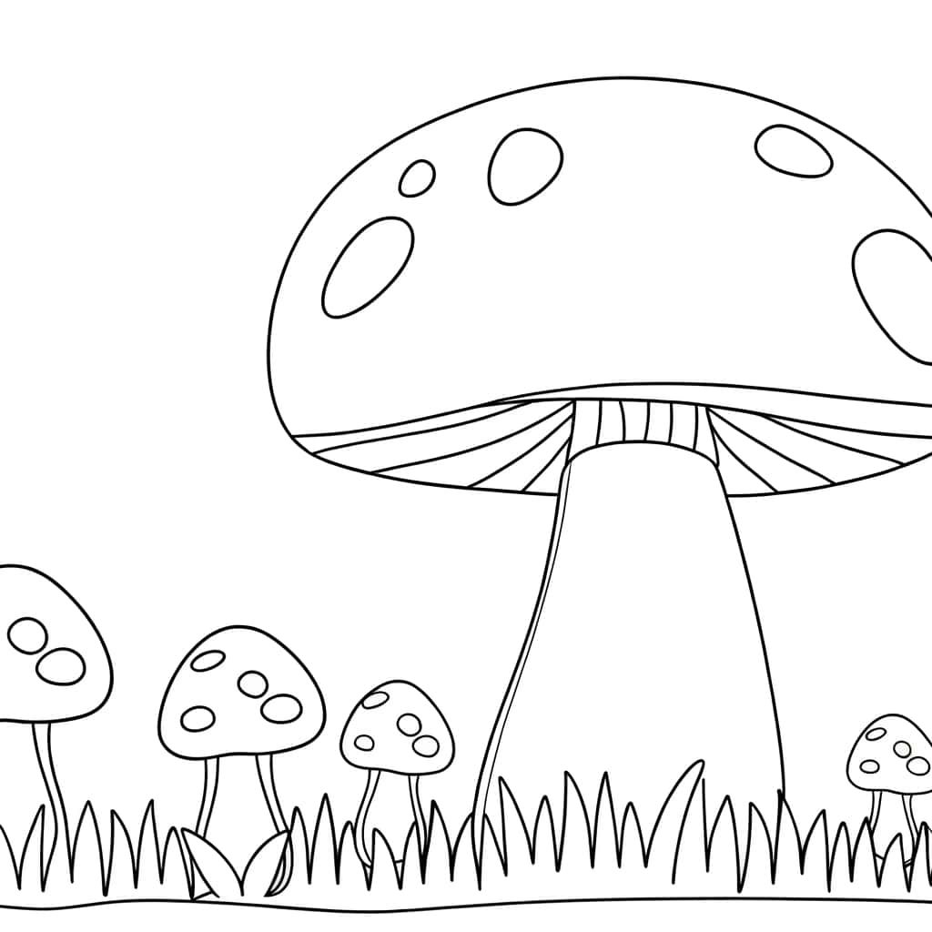 Coloriage Champignons fantaisistes à imprimer et colorier