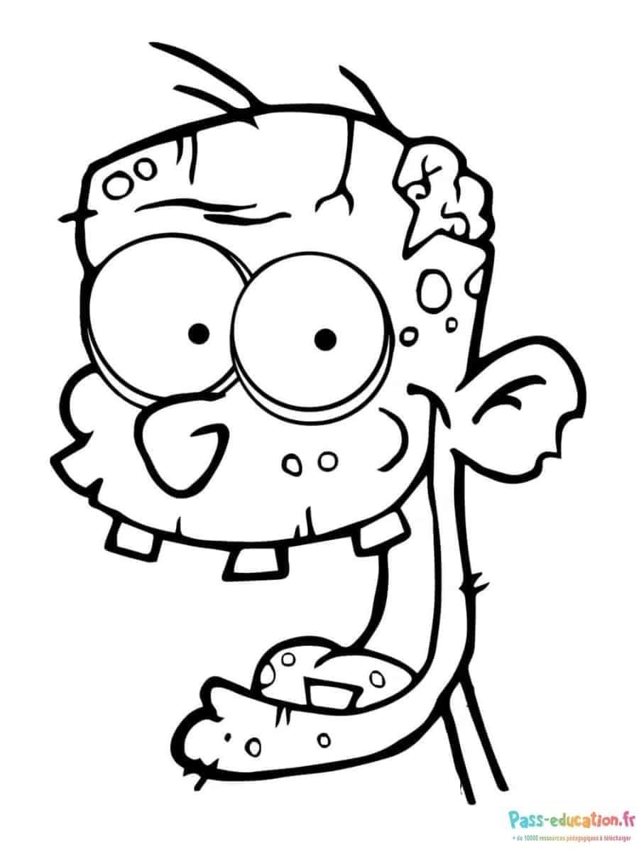 Coloriage Zombie rigolo à imprimer et colorier