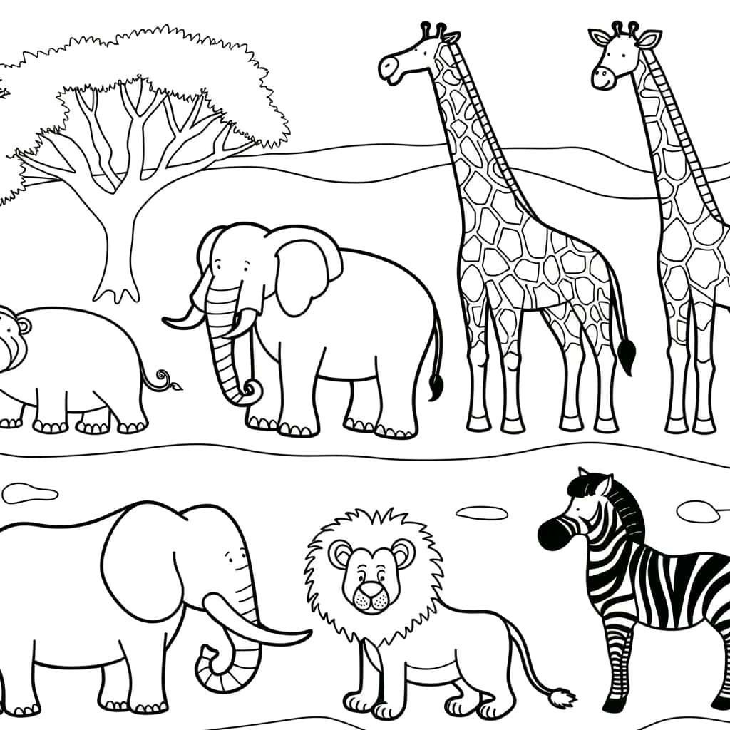 Coloriage Animaux du zoo à imprimer et colorier