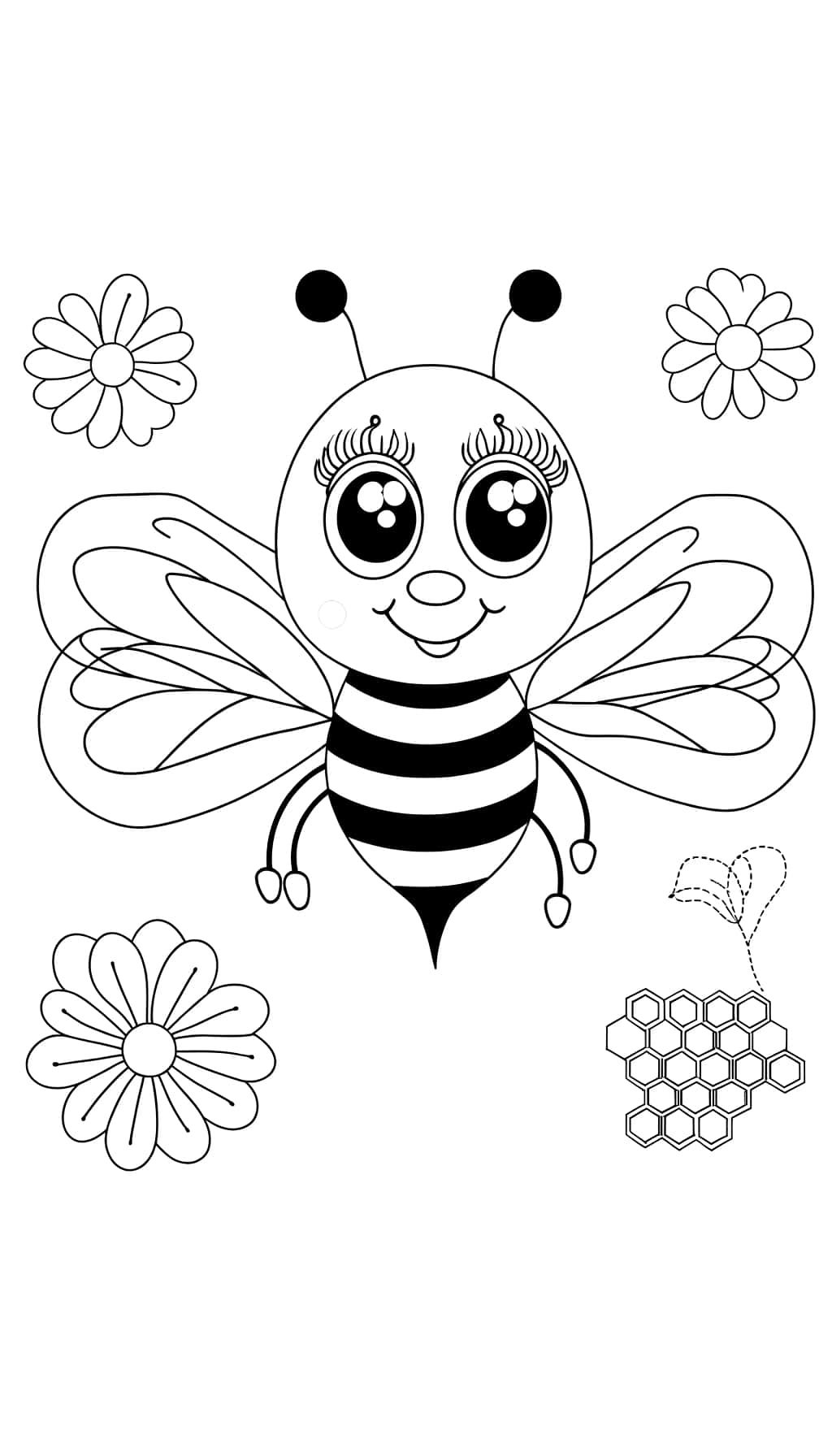 Coloriage Abeille mignonne à imprimer et colorier