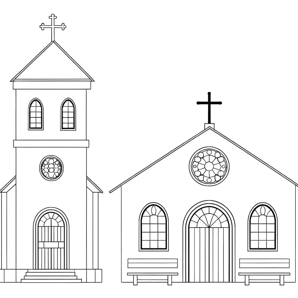 Coloriage Église chrétienne à imprimer et colorier