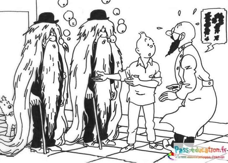 Coloriage Rencontre de Tintin à imprimer et colorier