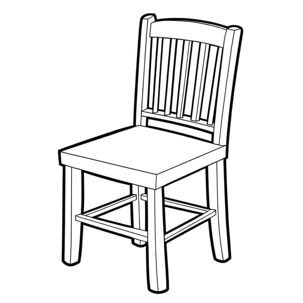 Coloriage Chaise en bois à imprimer et colorier