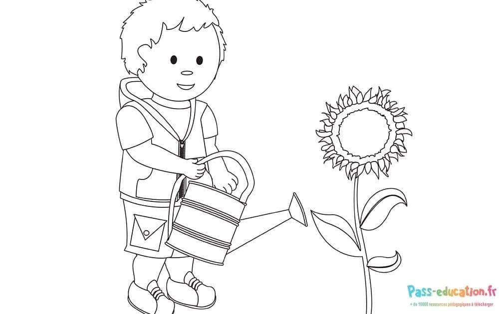 Coloriage Petit jardinier arrose à imprimer et colorier