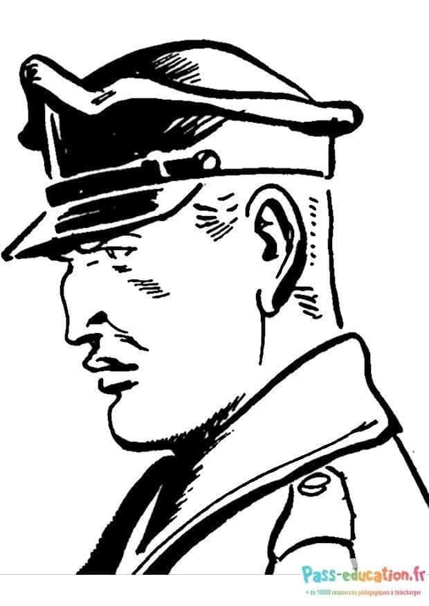 Coloriage Policier en uniforme à imprimer et colorier