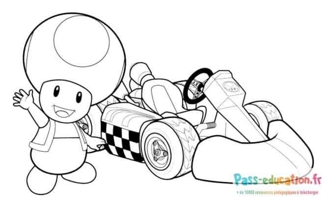 Coloriage Toad en kart à imprimer et colorier
