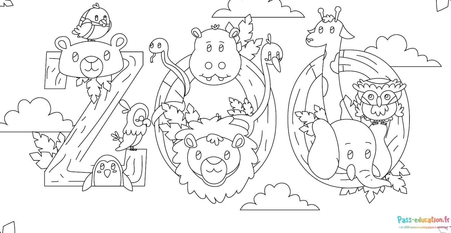 Coloriage Animaux rigolos au zoo à imprimer et colorier
