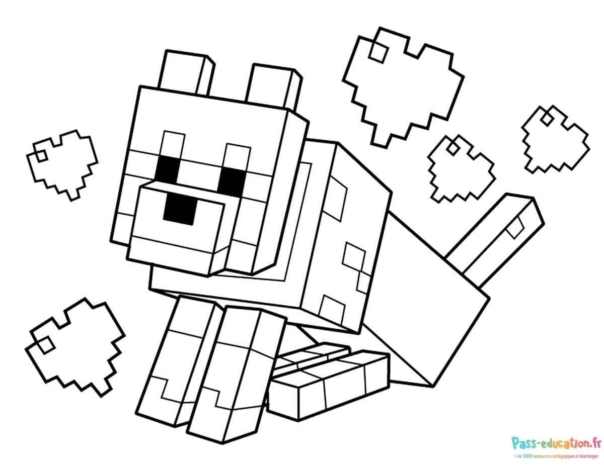 Coloriage Chien Minecraft à imprimer et colorier