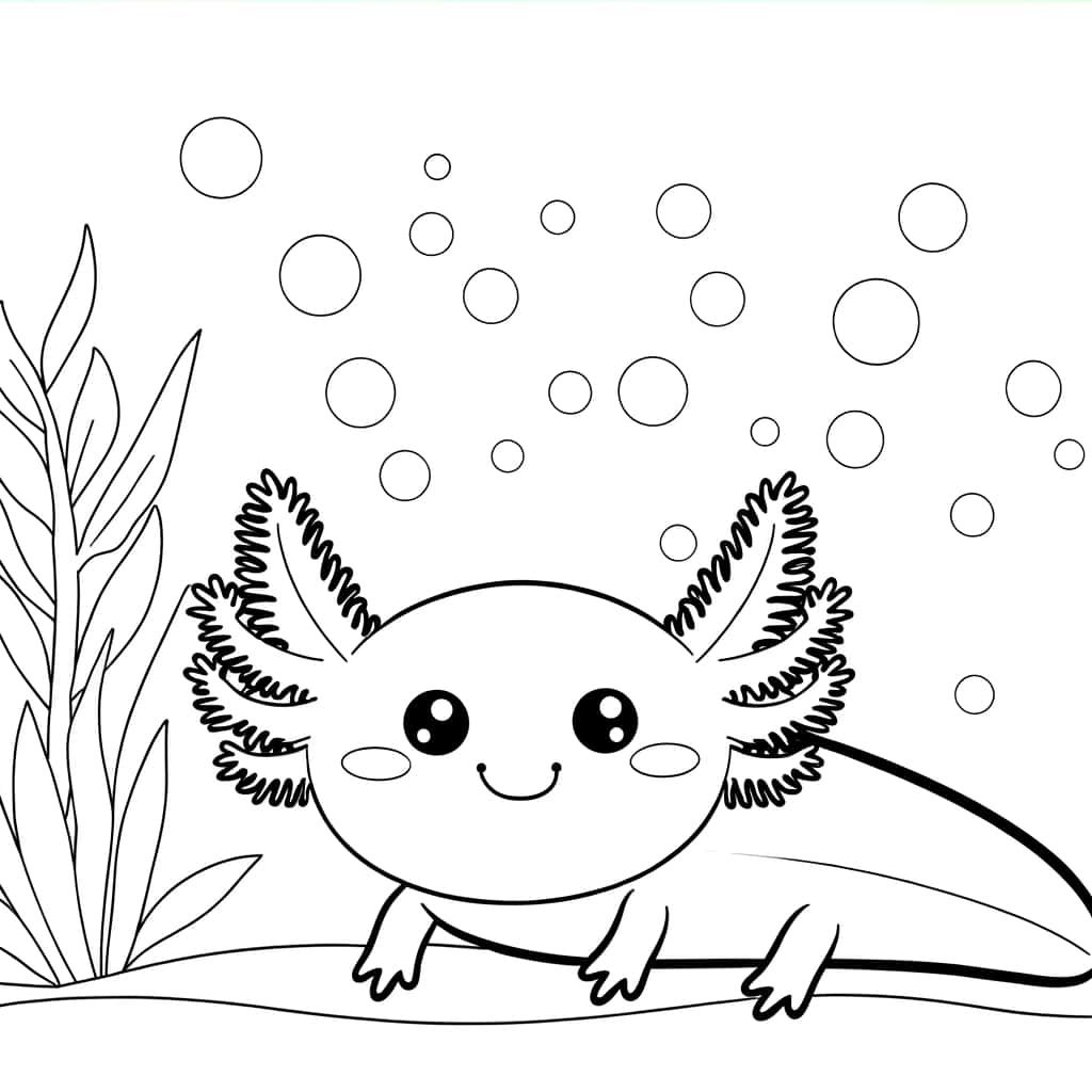 Coloriage Axolotl aquatique à imprimer et colorier