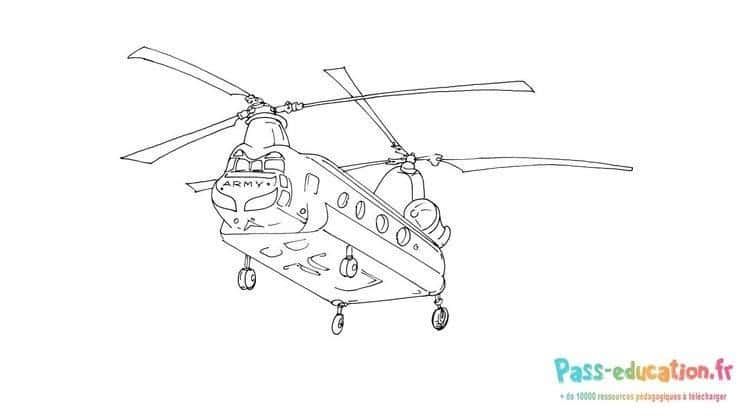 Coloriage Hélicoptère de l'armée à imprimer et colorier