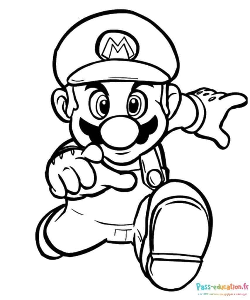 Coloriage Mario en action à imprimer et colorier