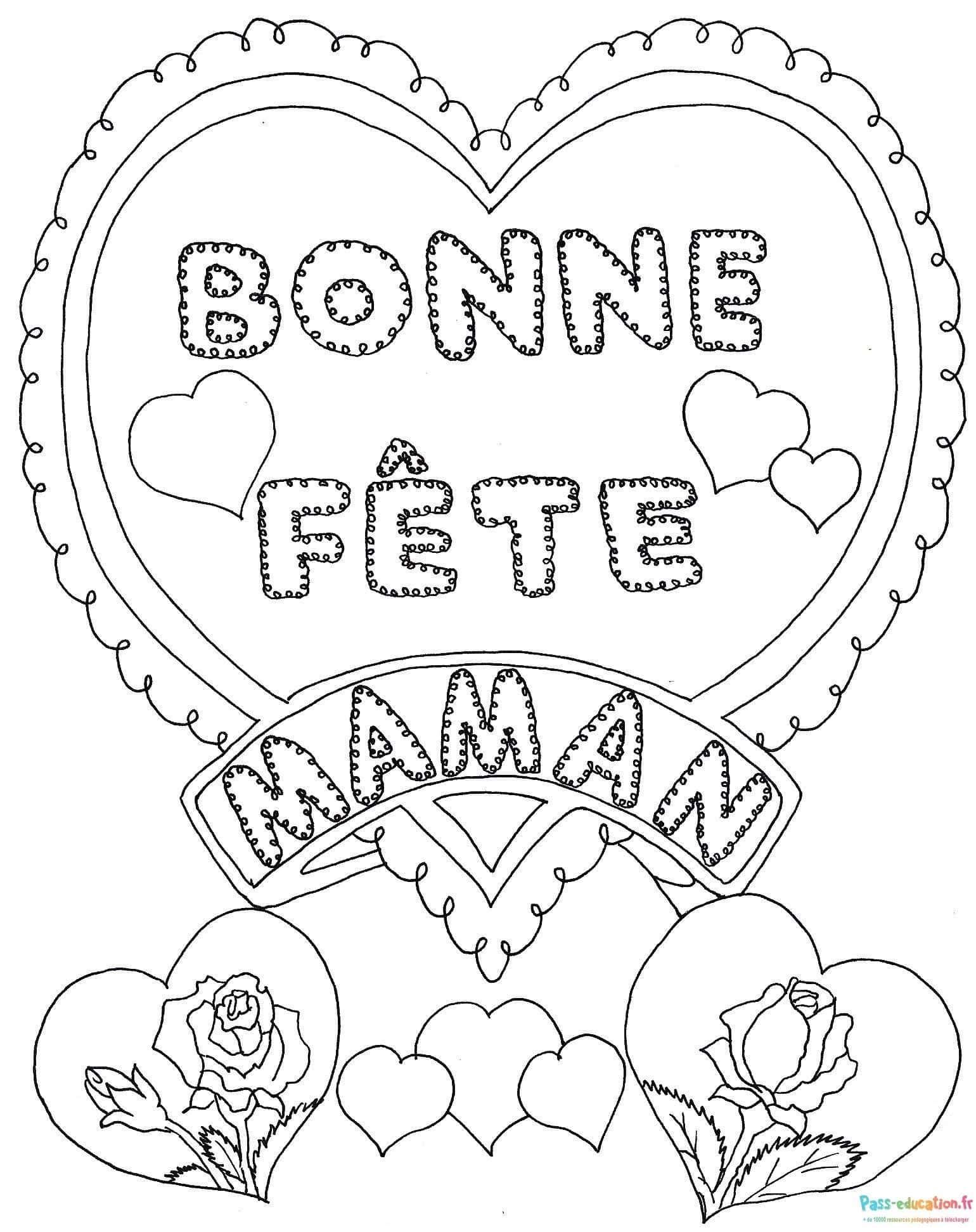 Coloriage Bonne Fête Maman à imprimer et colorier