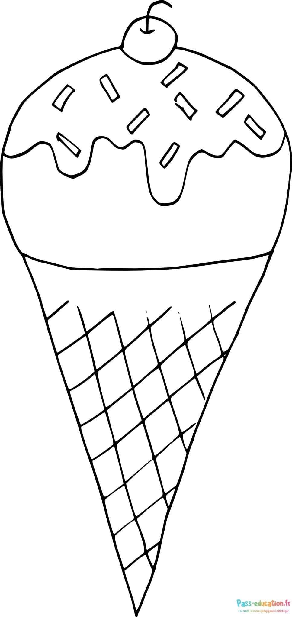 Coloriage Cône de glace à imprimer et colorier