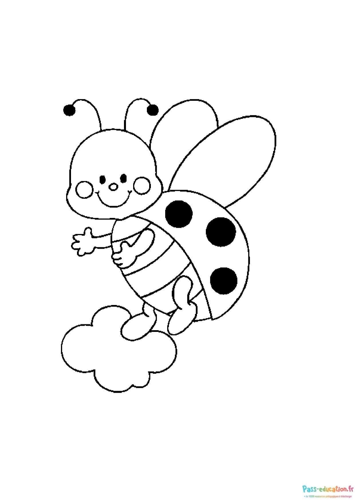 Coloriage Coccinelle joyeuse à imprimer et colorier
