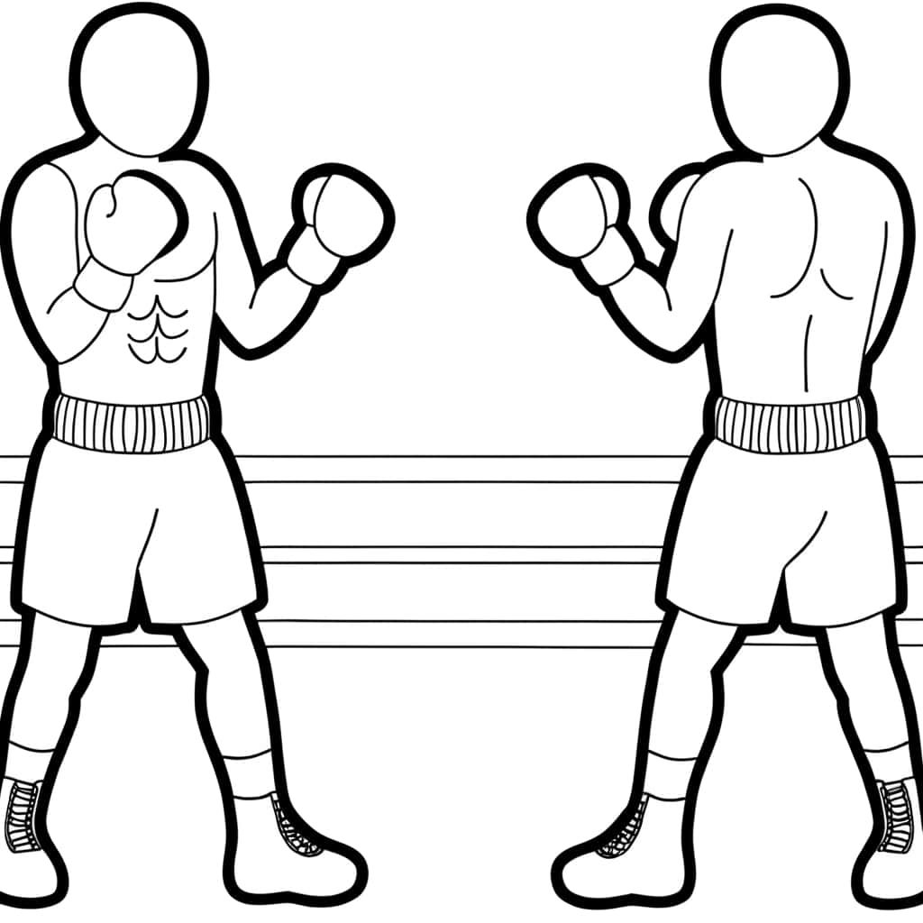 Coloriage Boxeurs en duel à imprimer et colorier
