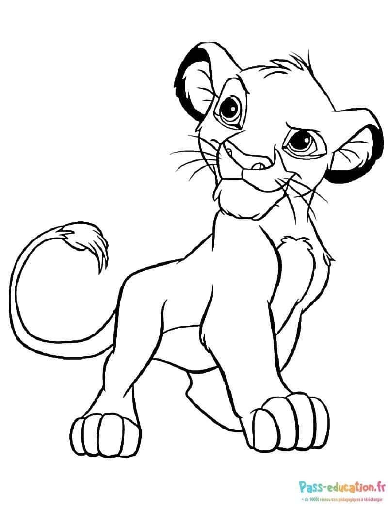 Coloriage Jeune lion à imprimer et colorier