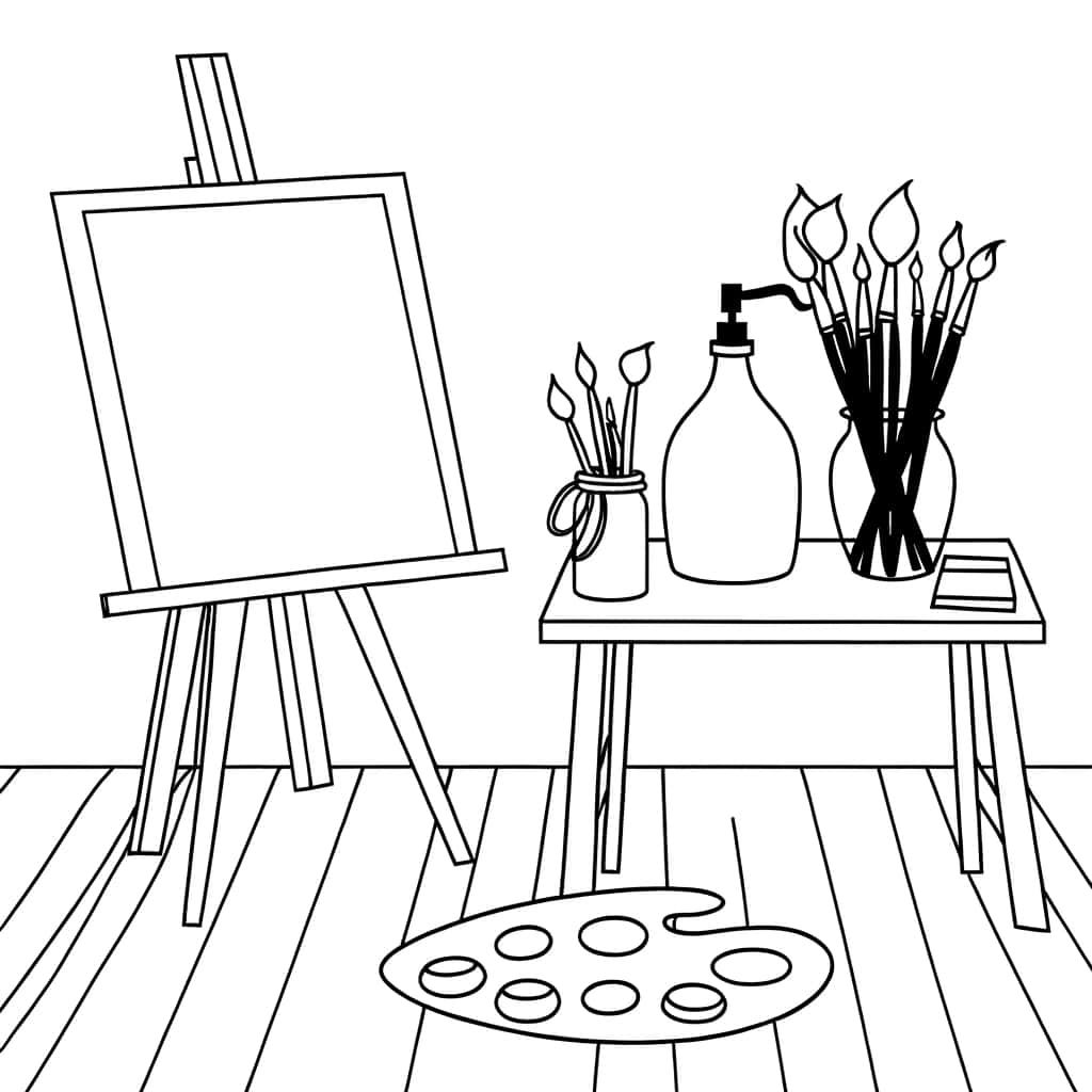 Coloriage Atelier d'artiste à imprimer et colorier