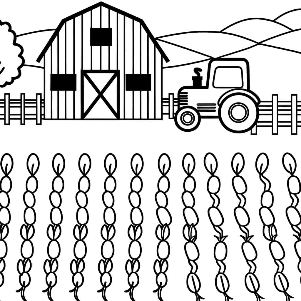 Coloriage Ferme et tracteur à imprimer et colorier