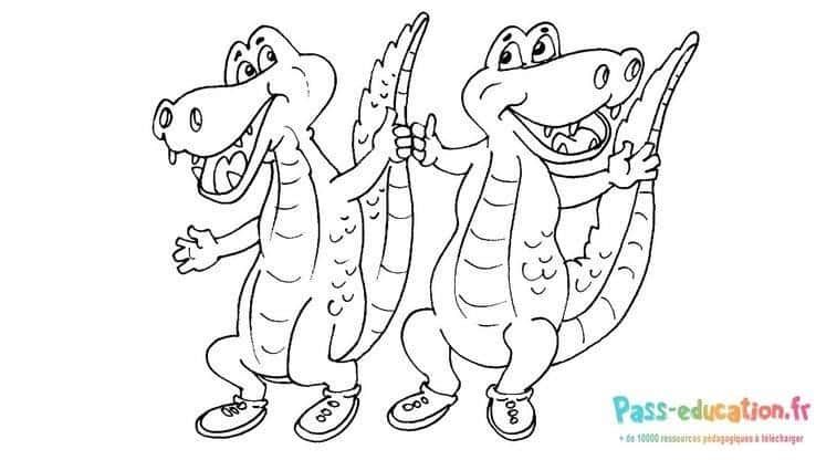 Coloriage Crocodiles musiciens à imprimer et colorier