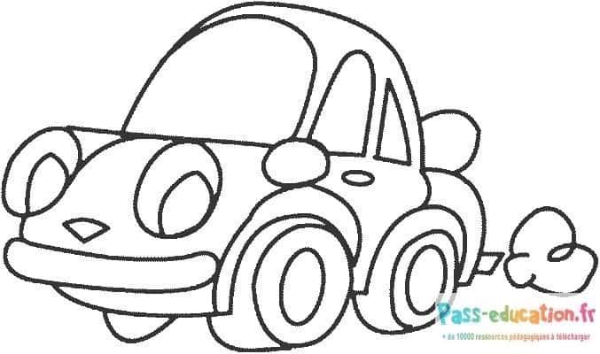Coloriage Voiture souriante à imprimer et colorier